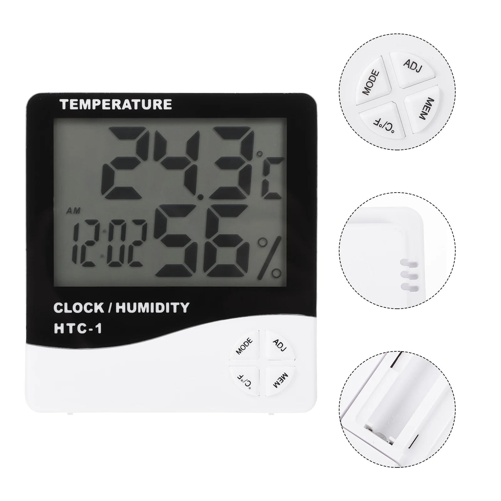 

1Pcs Thermometer Clock Hygrometer Indoor Electronic LCD Display Temperature Measurement Home Decoration