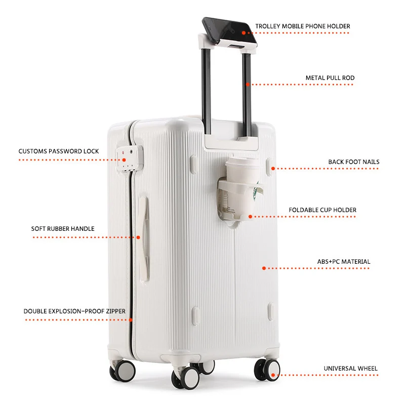 حقيبة ذات سعة كبيرة 20/24/26 بوصة ABS/PC تحمل الأمتعة مع طبقة مزدوجة مقاومة للانفجار وسحاب تخزين عميق للسفر