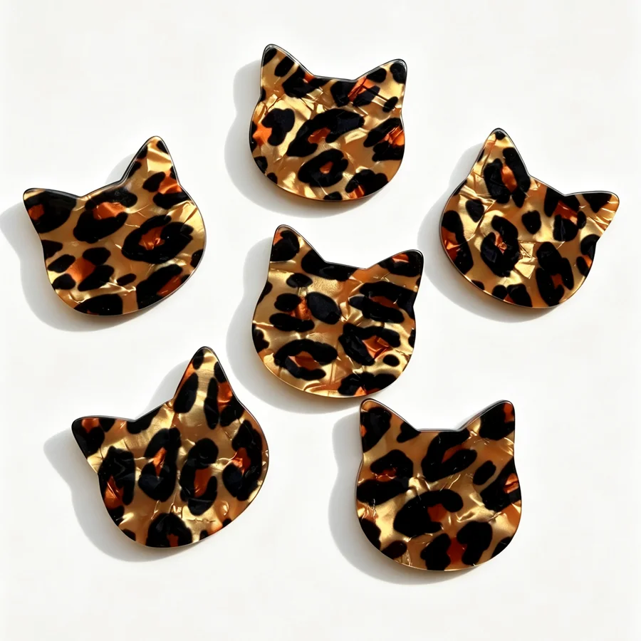 6 pieces of 31mmx30mm cat head flat back scrapbook suitable for hair accessory making DIY charm handmade decoration matching