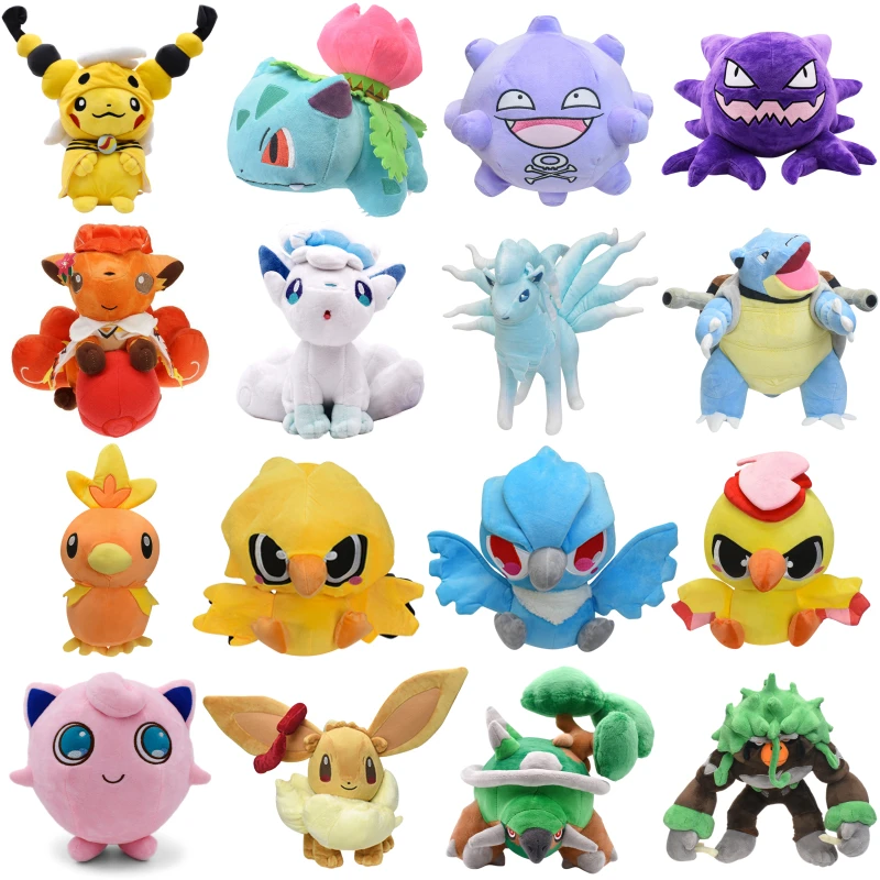 

Pokemon Pikachu Bulbasaur Alolan Vulpix Ninetales Eevee Jigglypuff Plush Toy Mewtwo Haunter Torchic Torterra Zapdos Peluche Doll