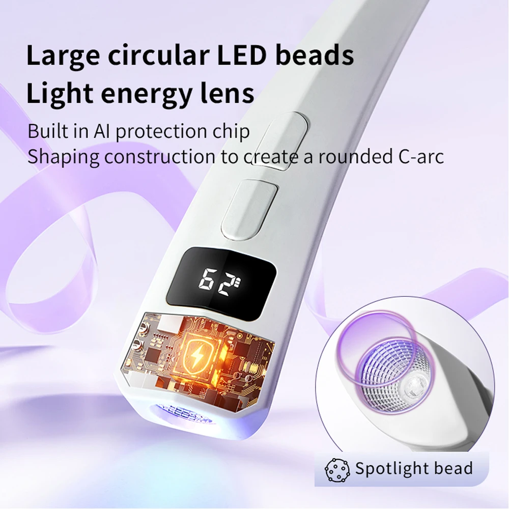 Super Handlampe, 8 W, schnell trocknende Gel-Nagellampe, UV-LED-Perlen mit Energieobjektiv, wiederaufladbare Handlampe für Maniküre, Kunstsalon