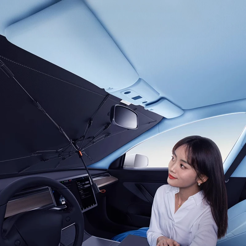 

Car sunshade front sunshade New upgraded retractable silver-coated sun shield front windscreen sunshade