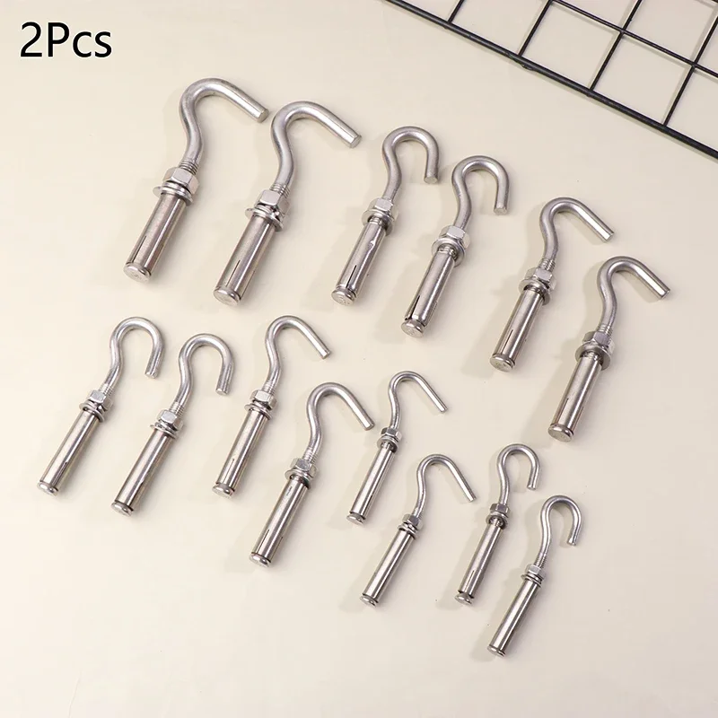 

2 Pieces M6 M8 M10 M12 304 Stainless Steel Expansion Hooks Concrete Wall Anchor Bolt Cup Closed Spring Opening Sleeve Fastener