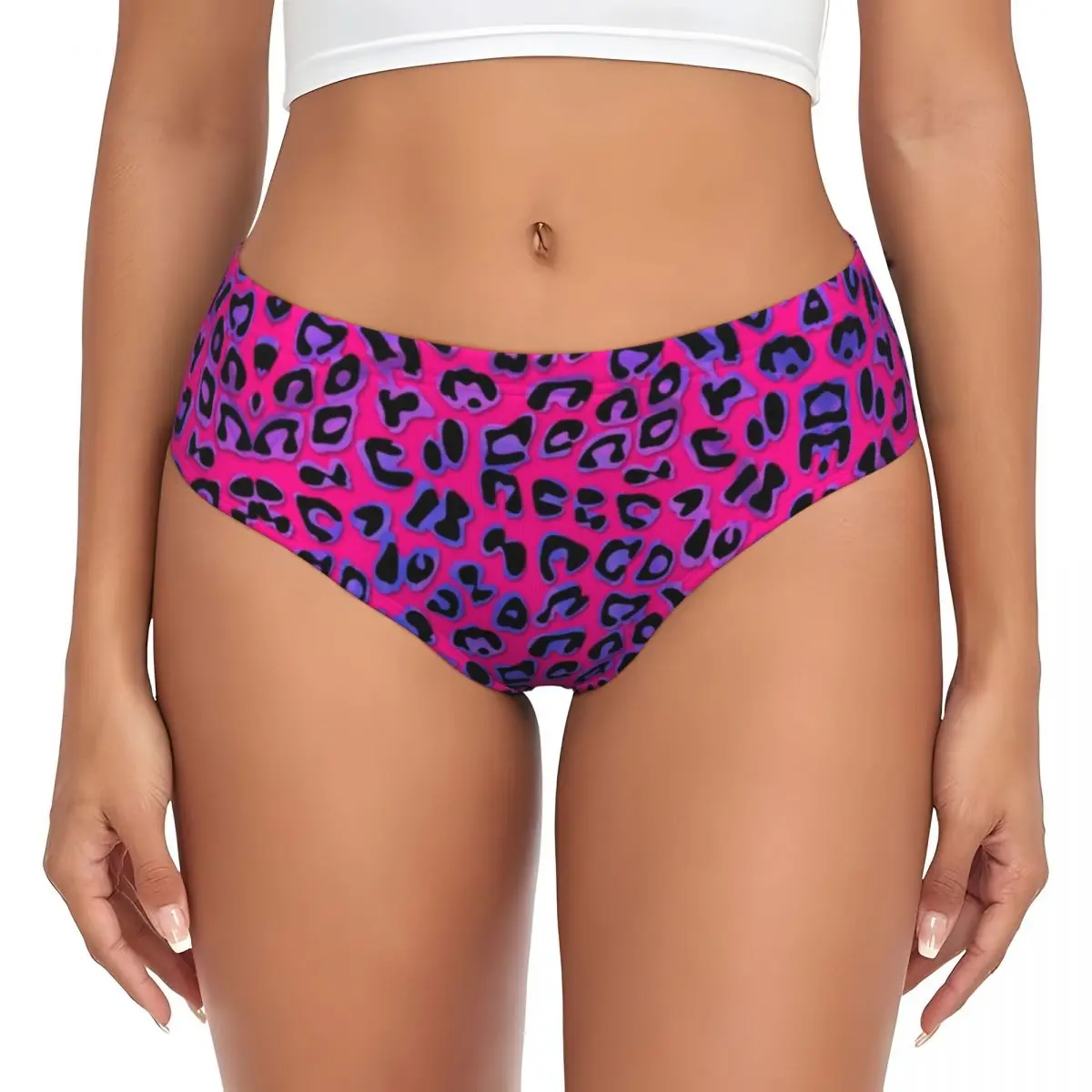 Custom Women\'s Pink Cheetah Panties Breathable Leopard Briefs Underwear