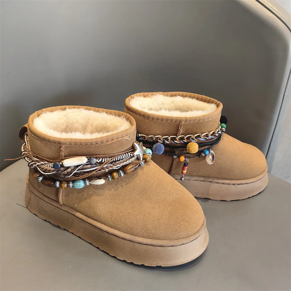 Sweet Tassel Chain Cute Girls Snow Boot Accessories Useful Shoe Chain Colorful Bead Decor Ethnic Style Item Winter Shoe Chain