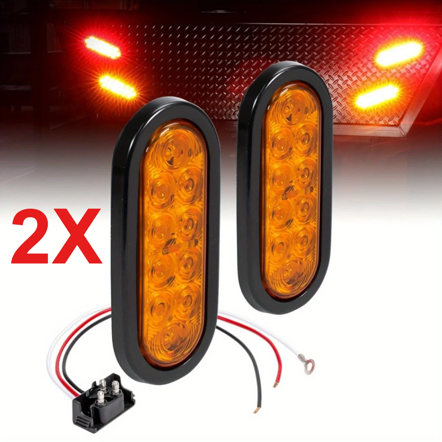 

2 шт., 10 светодиодов, 12 В, эллиптические задние фонари, стоп-сигналы поворота и декоративные крышки ламп с резиновыми кольцами, боковые фонари высокой яркости