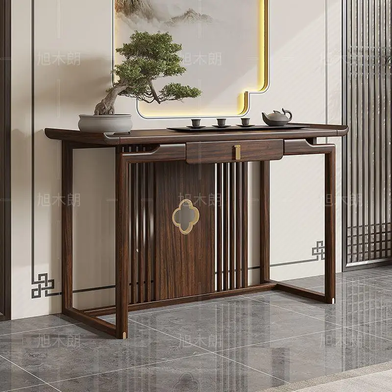 HYS ebony entrance table extended strip case several new Chinese solid wood entrance cabinet middle hall table