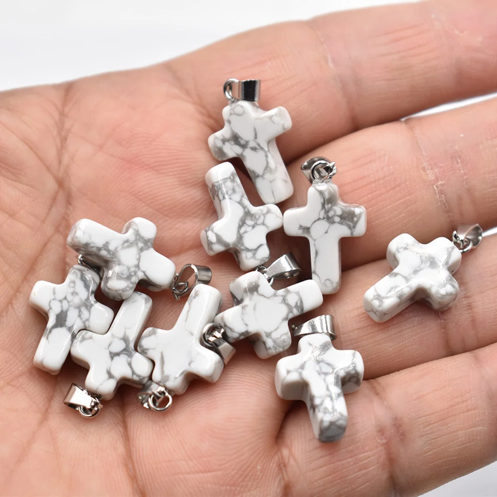 Großhandel 50 Stück/Lot Mode 12x16mm Natürlicher Tigerauge-Stein Rosenquarz Kreuzanhänger Charms Ohrringe Halsketten Schmuckherstellung – Detail 15