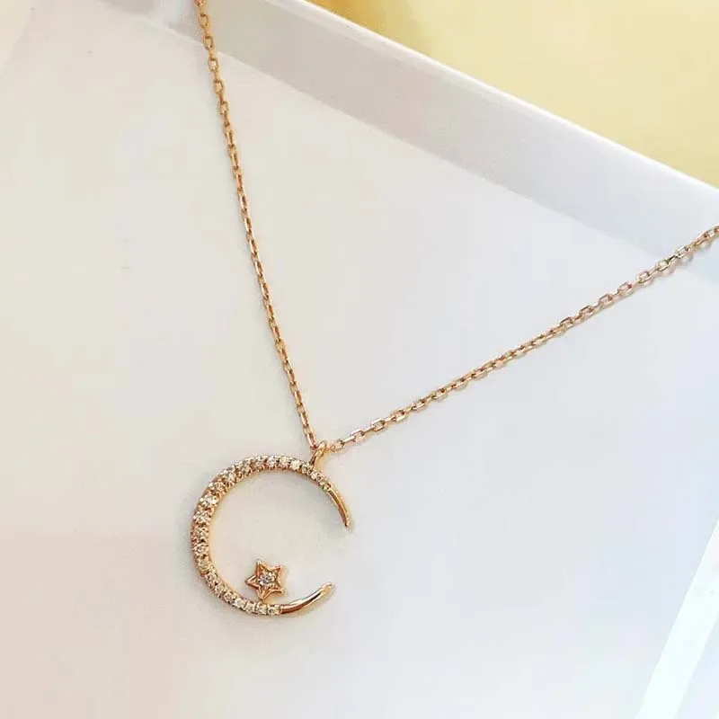 Celestial Star Moon Pendant Necklace Women Choker Boho Fashion Dainty Gold Plated Zircon Hipster Party Gift Jewelry