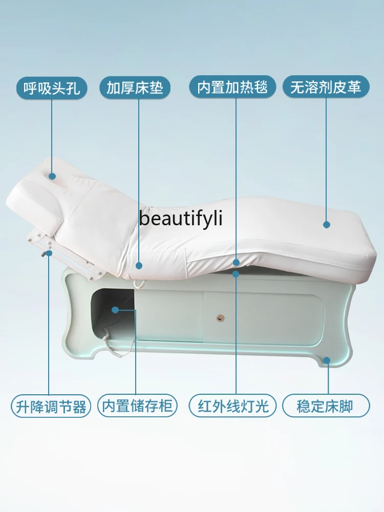 Electric Beauty Bed Beauty Salon Multi-Functional Massage Physiotherapy Constant Temperature Tattoo Eyelash Ear Cleaning Bed