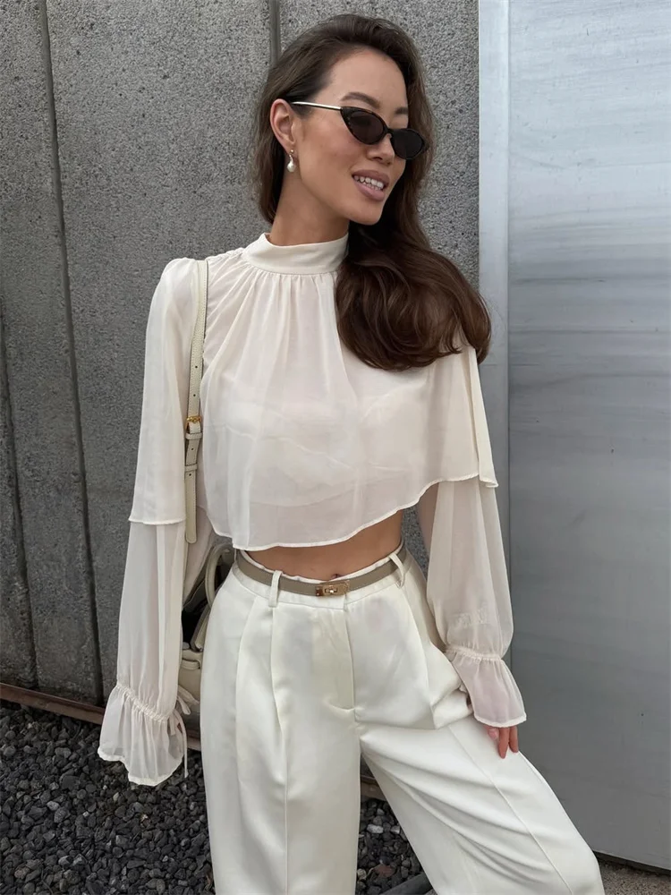 

Tossy Casual Long Sleeve Patchwork T-Shirts Top For Women Cropped Solid Y2k Top Pullover Commute Streetwear Spring 2025 New Top