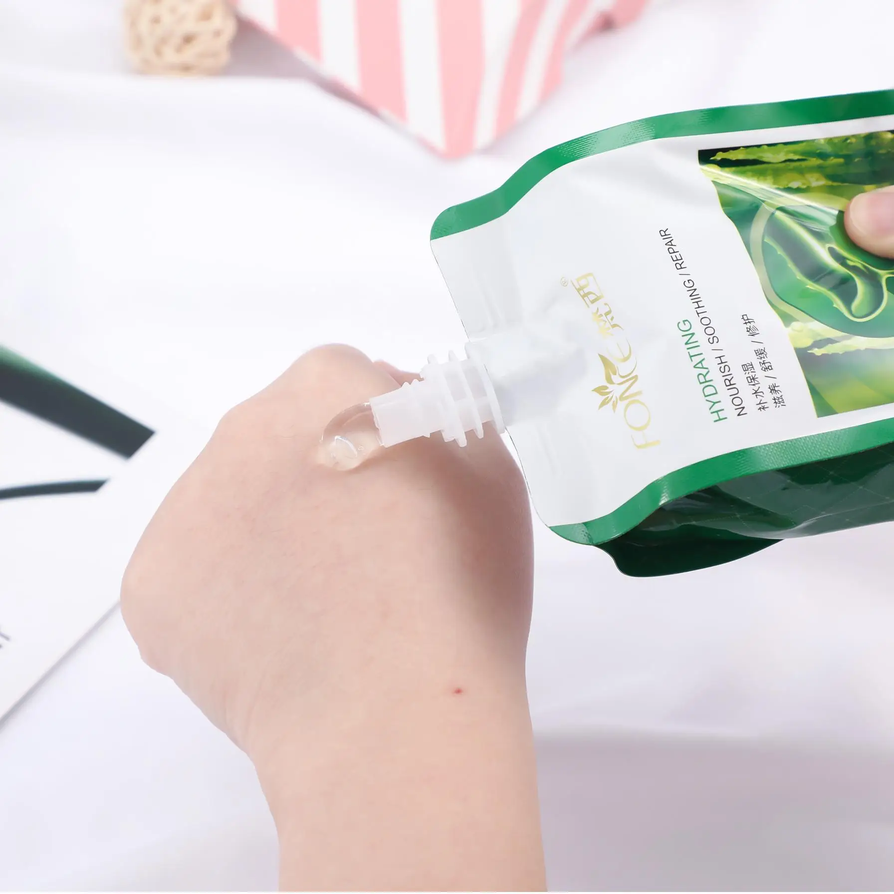 FONCE جل الصبار النقي العضوي 300 جرام كريم ترطيب حروق الشمس الألوة جل طبيعي آمن مهدئ غسول العناية بالبشرة جل التقشير #5