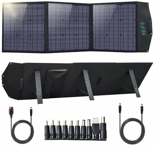 

120W Solar Charger, Foldable, Portable, Kickstands, 18V Dc + 60W Pd Type C, Black