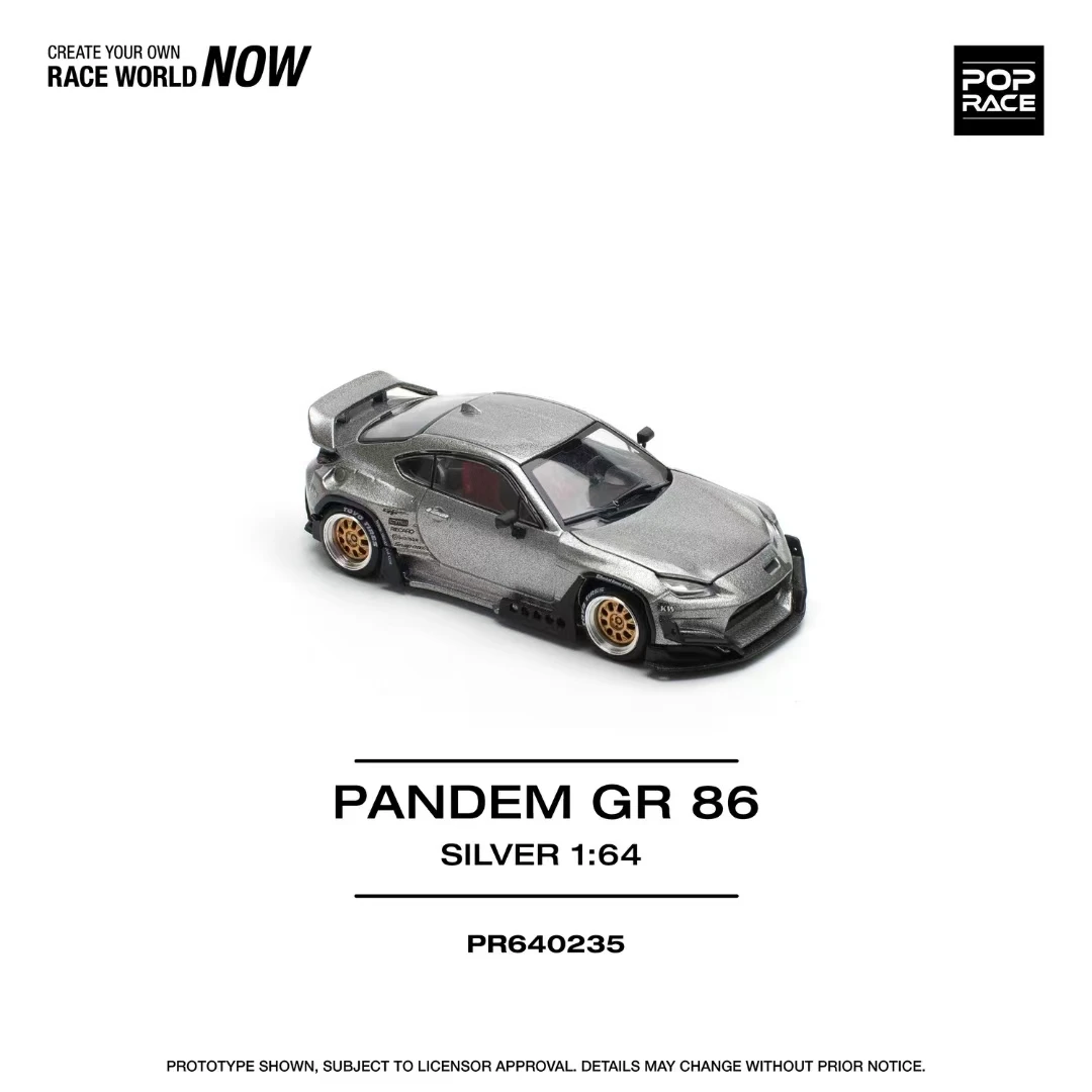 PreSale Pop Race 1:64 Pandem GR86 ZN8 Rocket Bunny Silver Openable Hood Diecast Diorama Car Model Toy