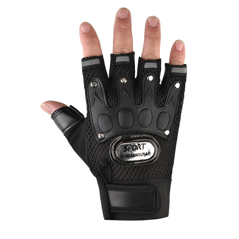 Half-Finger Tactical Gloves for Men Breathable Fingerless Leather Cycling Fitness Biker Motorcycle Gym Gloves Men