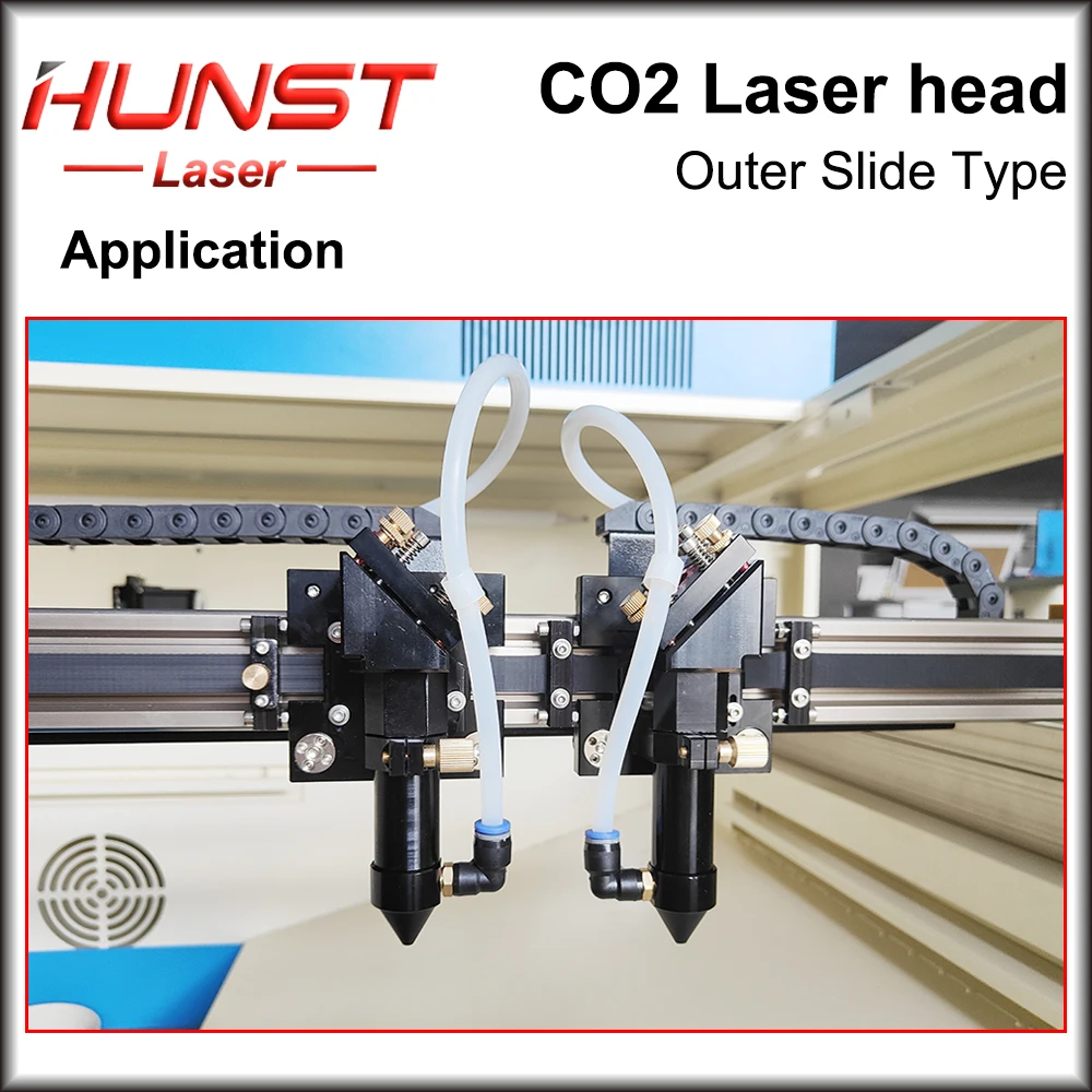 Cabeça exterior do laser do trilho do Hunst-CO2, lente de D25 mm, diâmetro 20mm, FL 50,8, 63,5, 101,6mm, D25 mm, espelho, tipo da corrediça com bocal da assistência do ar