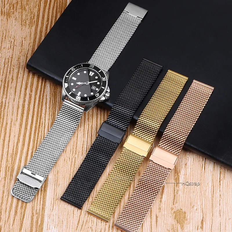 Milanese Watchband 18mm 20mm 22mm 24mm Universal Stainless Steel Metal Watch Band Strap Bracelet Black Rose Gold Silver