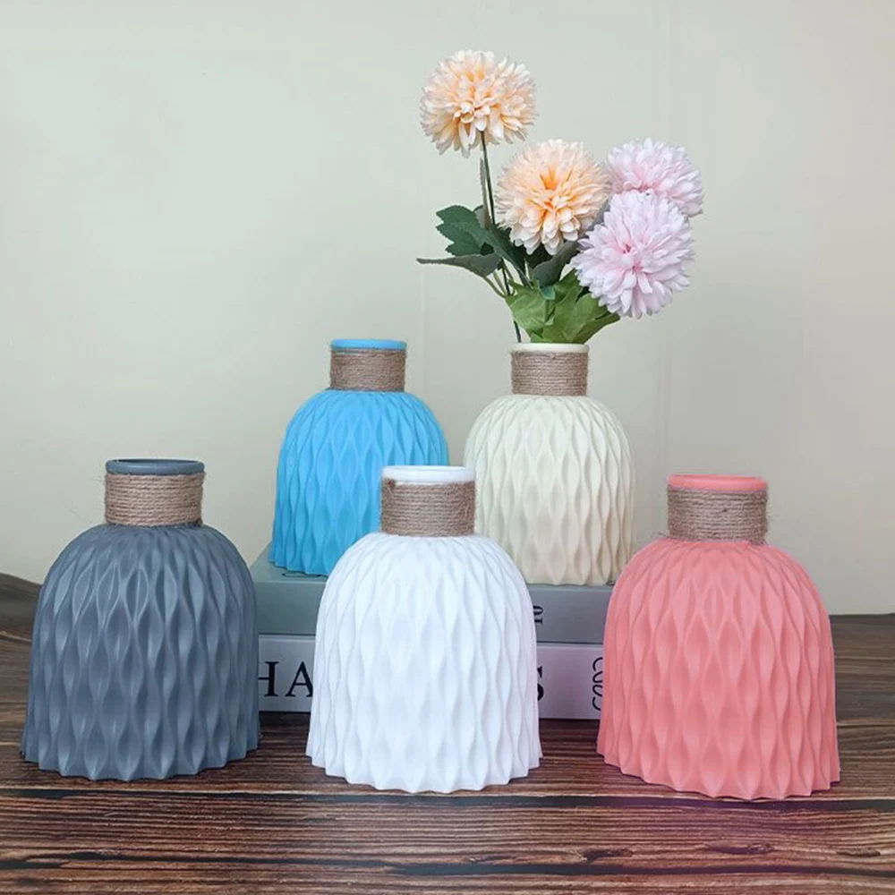 

Plastic Flowerpot Flower Vase Dry Flower Bottle Flower Arrangement Nordic Style Modern Vases Pineapple Pattern Home Decoration