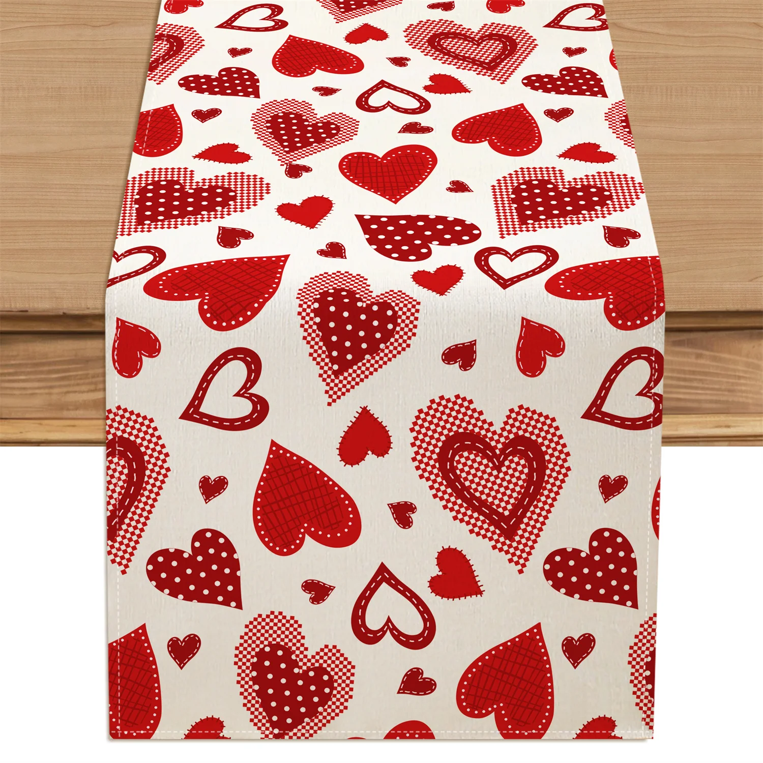 Retro 8-Bit Heart Pixel Grid Tischläufer – für Hochzeitstag, Valentinstag, Dekoration