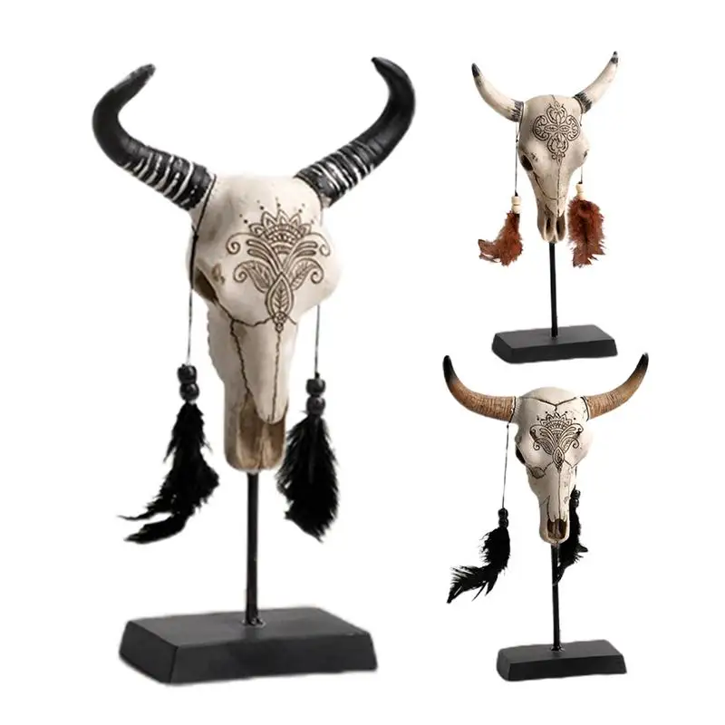 

Bull Head Skull Wall Hanging Halloween Decorations Ornaments elegant design Resin Sculpture Figurines Art Crafts for home