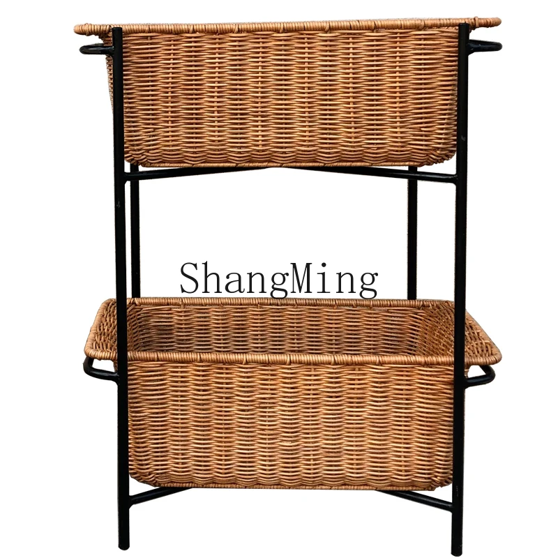 

CL rattan finishing rack, shelf, bedside kitchen storage, storage basket, homestay storage