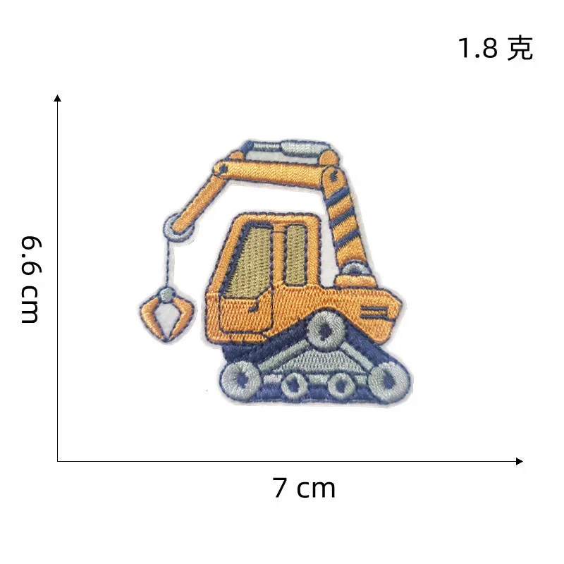 Cartoon Excavator Crane Push Forklift Tractor Engineering Vehicle Embroidery Iron on Patch Boy Child Clothes Sewing Applique