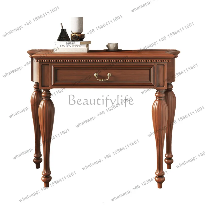 

American all-solid wood storage cabinet corridor against the wall European solid wood entrance table