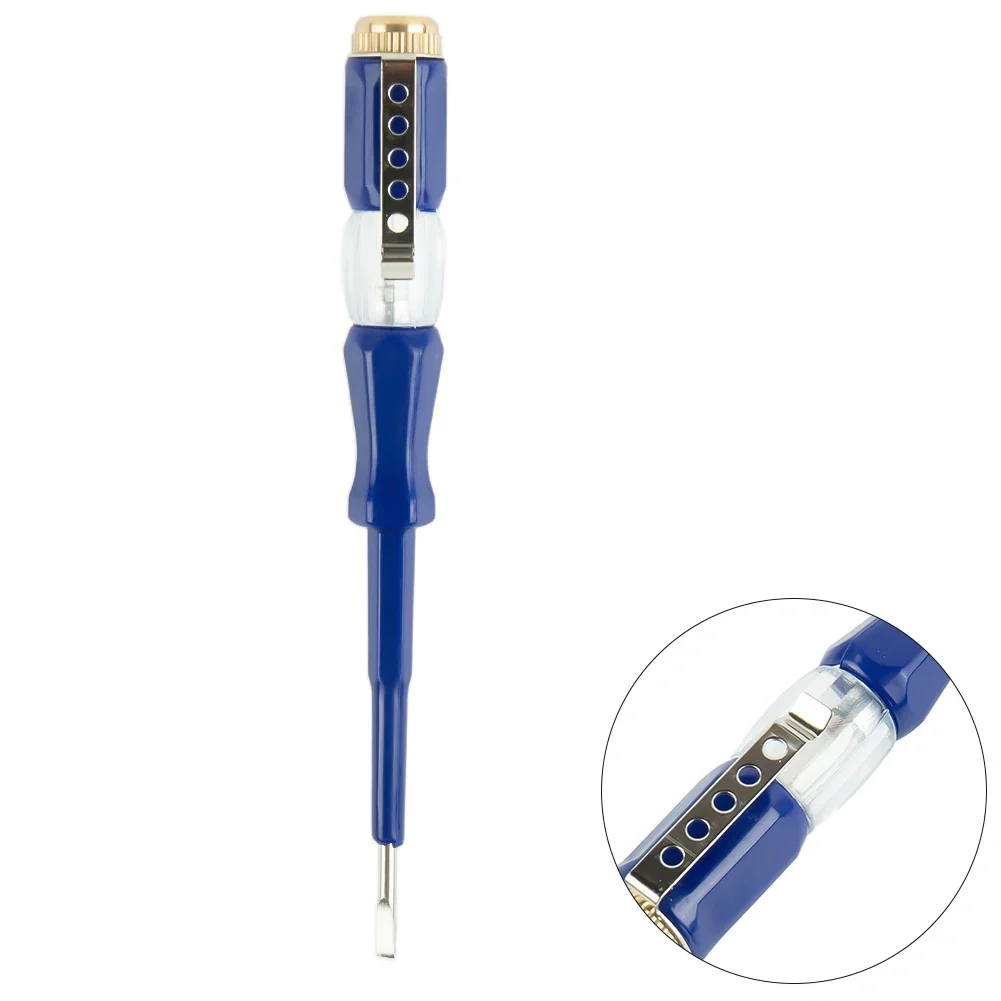 Bolígrafo de prueba multifuncional, herramienta eléctrica de mano, probador de voltaje de repuesto de acero inoxidable y plástico LED, accesorios de 121mm