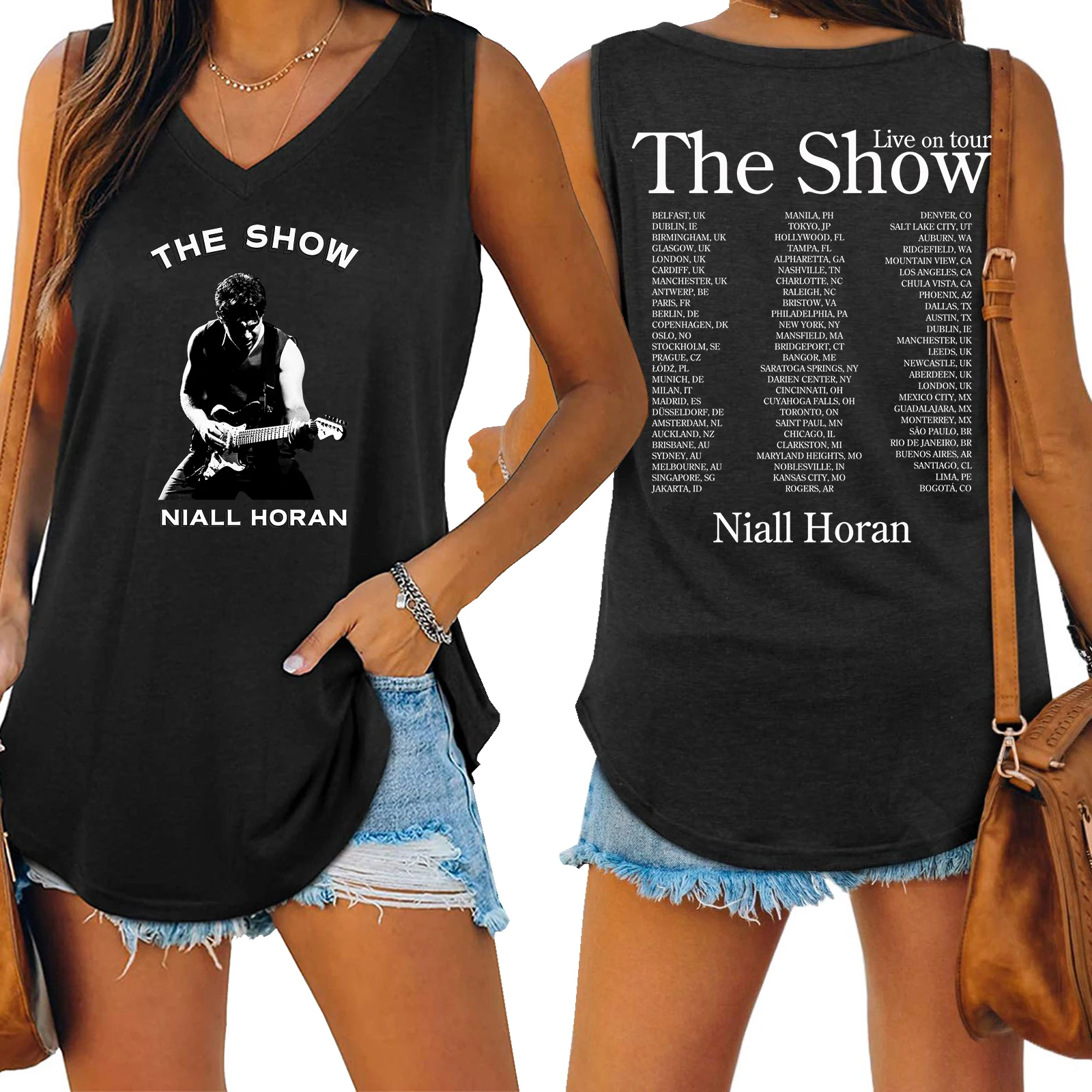 Niall Horan The Show Tour Dates Guitar Tank V-neck Female Vest Loose Oversized Women No Sleeve Top