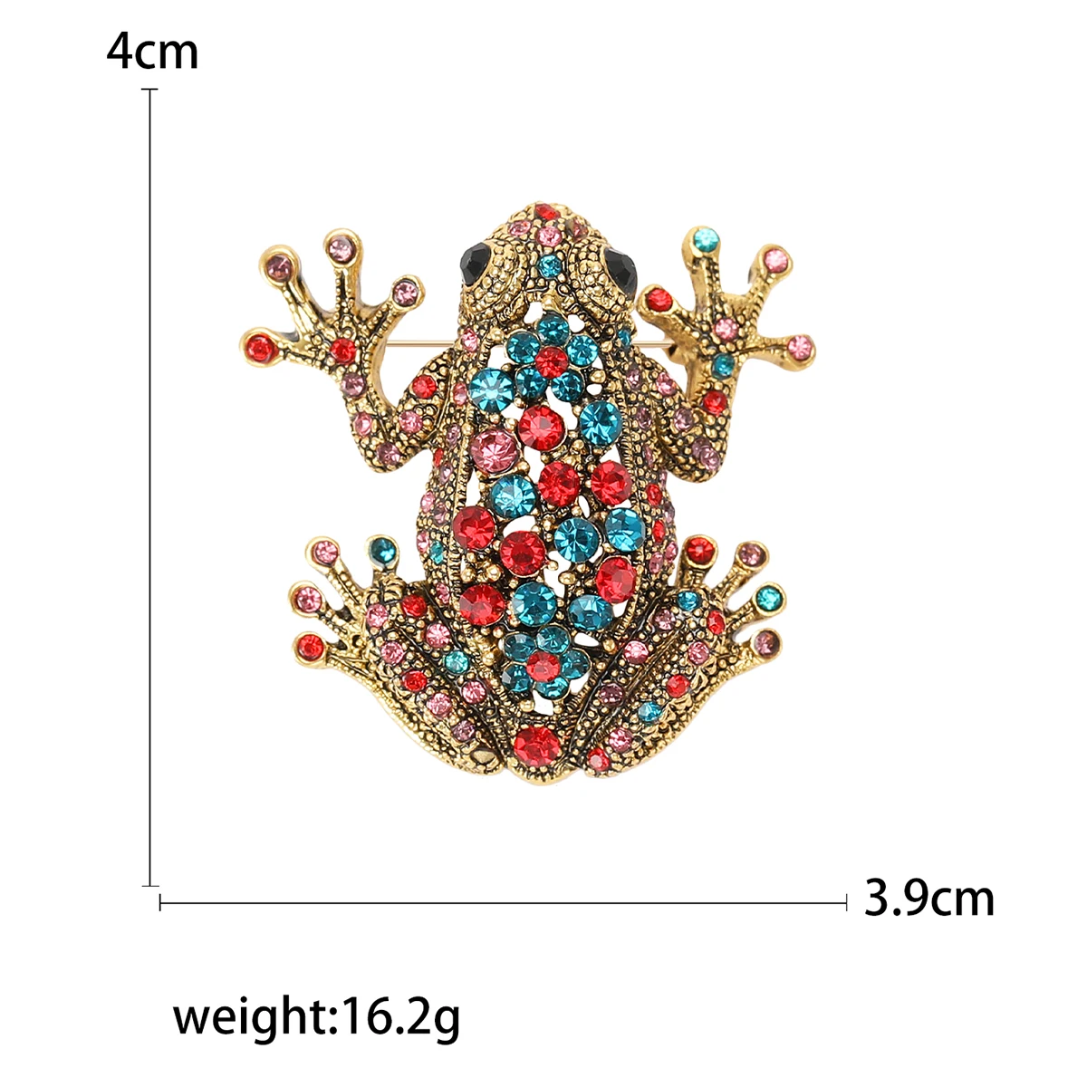 Beaut&Berry Cute Rhinestone Frog Brooches for Women Unisex 3-Color Animal Pins Office Party Casual Accessories Gifts