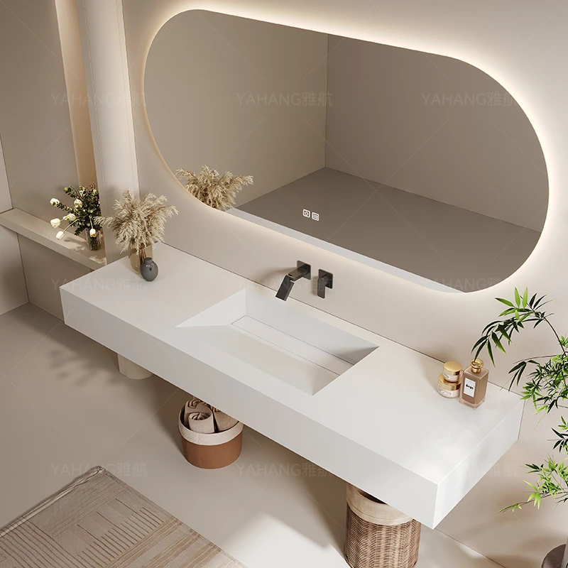 Modern Slanted Basin Stone Vanity Set 2
