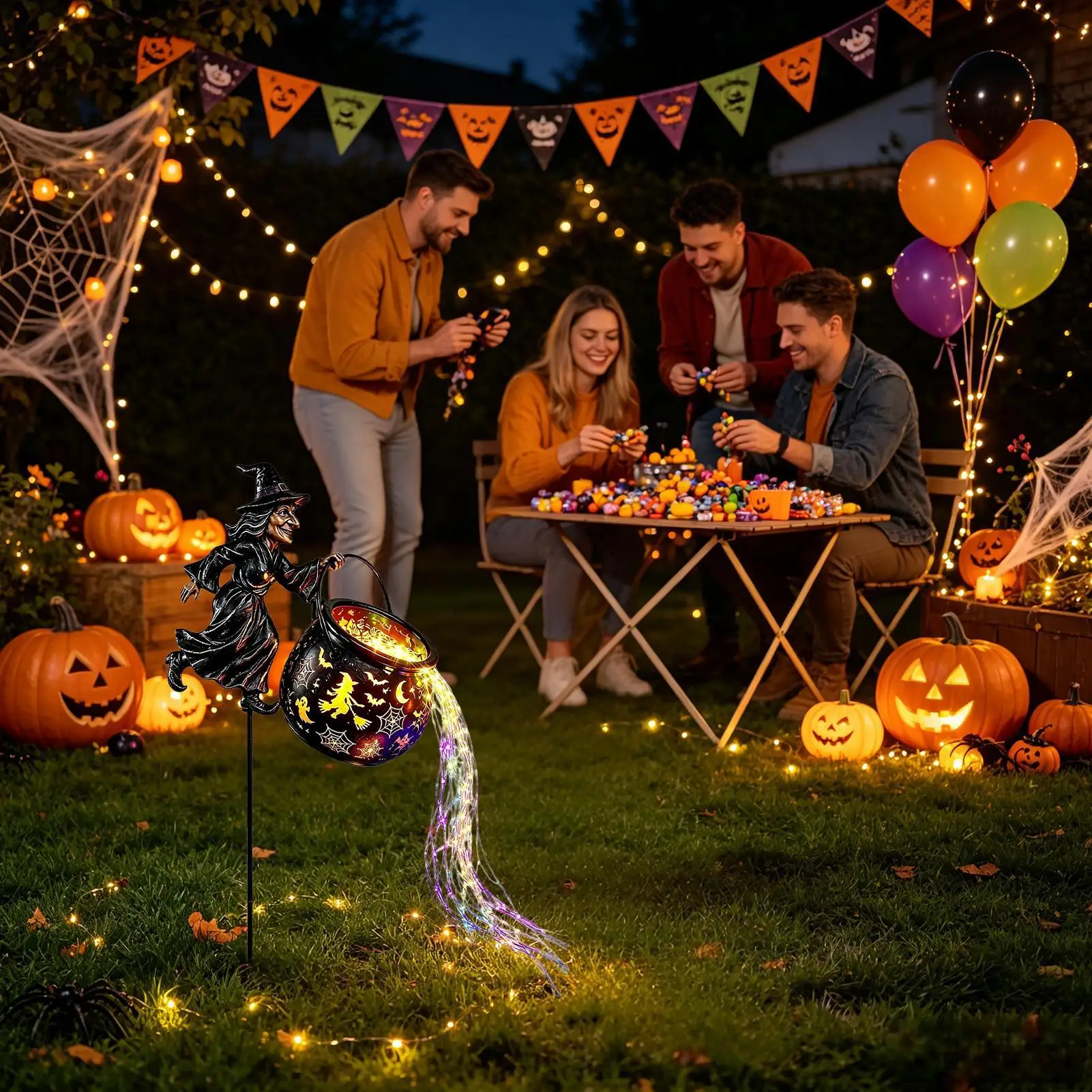 Halloween Witch Lamp Gothic Waterfall Battery String Lantern for Christmas Fall Night Reading Party Indoor Outdoor Home - view 2