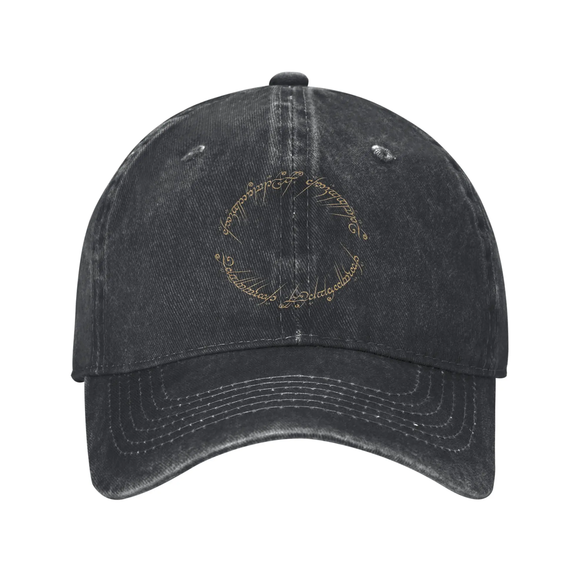 Retro The One Ring Inscription L-Lords Of The R-Rings Baseball Caps Unisex Style Distressed Cotton Sun Cap Outdoor Soft Hats Cap