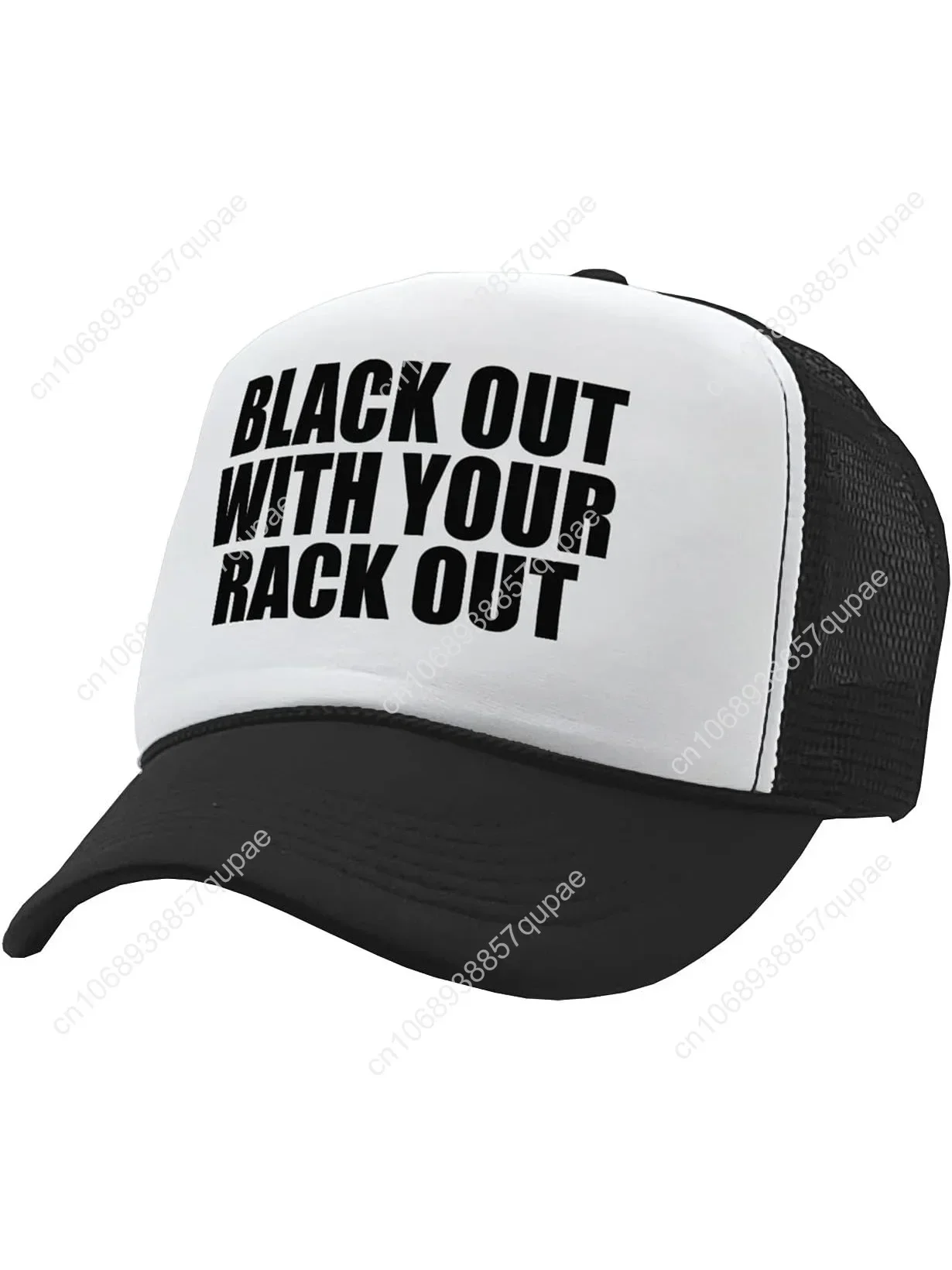 

The Goozler - Black Out with Your Rack Out Funny Sexy - Vintage Retro Style Trucker Cap Hat