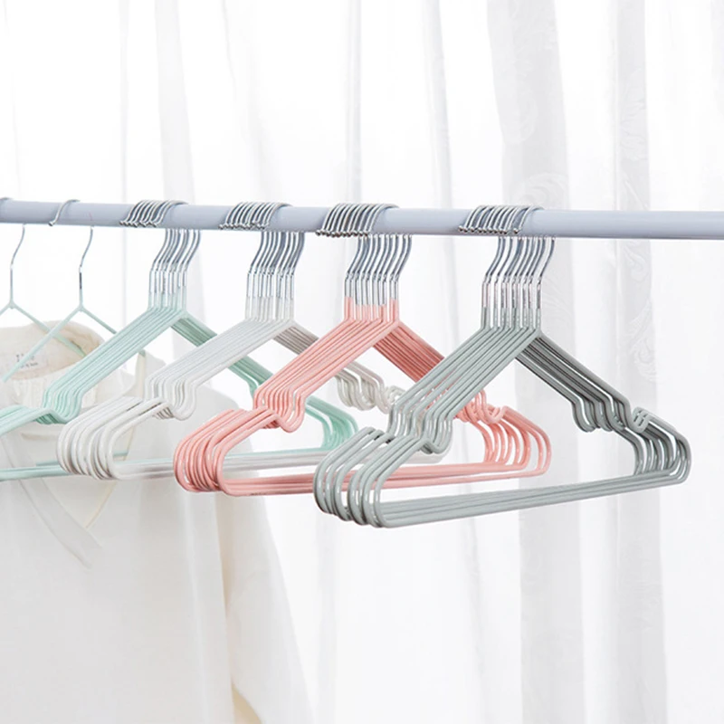 

10/20pcs T Shape Steel Wire Hangers For Adult Clothes Coat Storage Rack Drying Anti-skid Hanging Wardrobe Organizer Holder 40cm