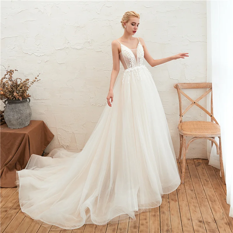 2020 abito da sposa romantico Puffy Tulle abito da sposa perline Appliques Sweetheart abito da sposa Vestido de Noiva Robe De Mariee