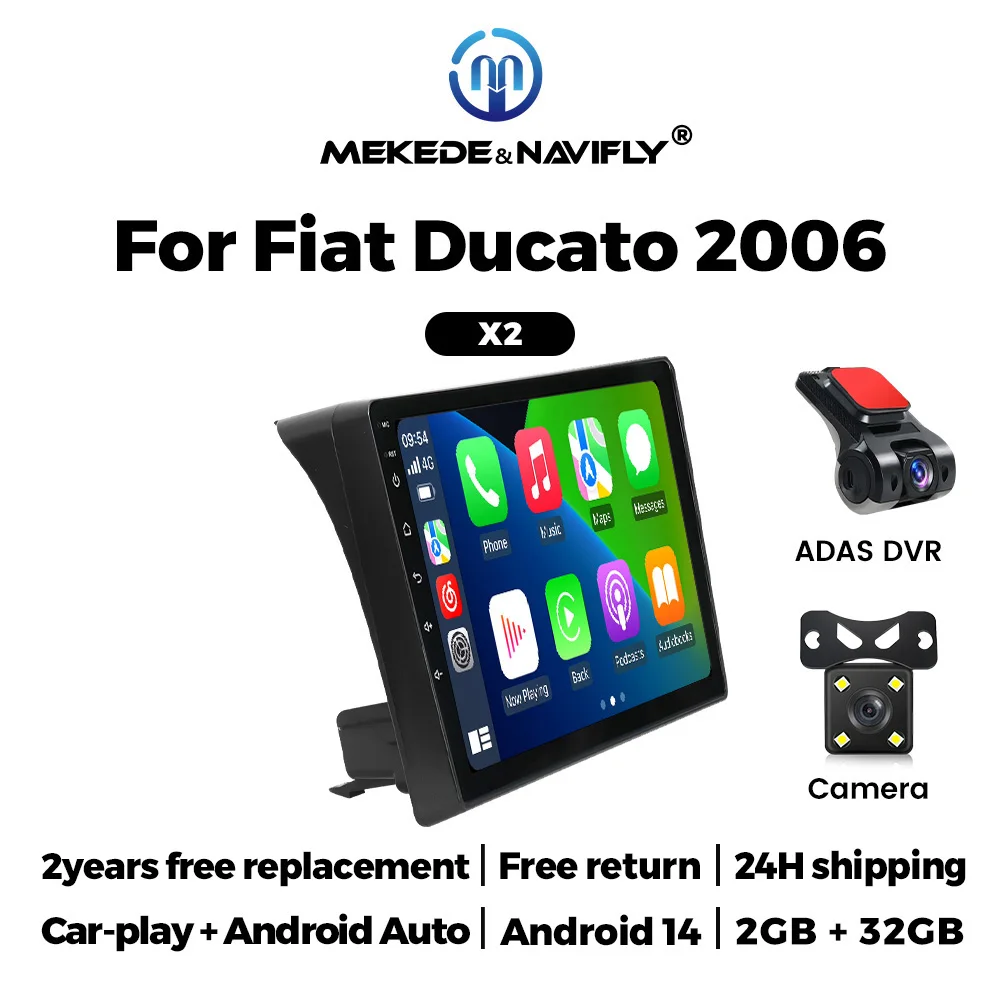 MEKEDE autoradio multimediaspeler audio BT stereo head unit voor Fiat Ducato Peugeot Boxer Citroen Jumper 2 2006-2022 Android 14