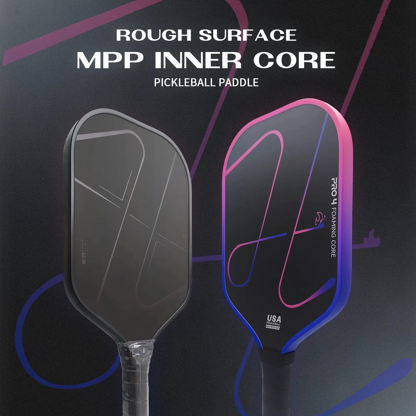 PRO4 Hellfire Carbon Fiber Pickleball Paddle, Same Style as Luxury Brands, Hot-Pressed for Training & Competition