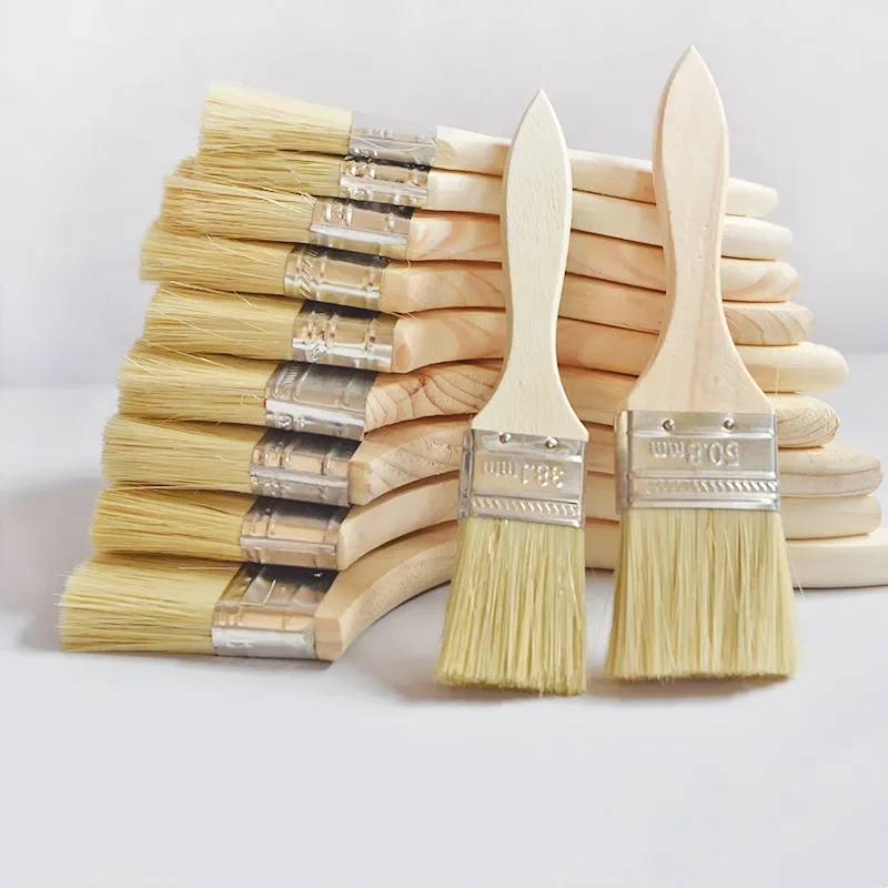 

Paint Brush Wooden Handle BBQ Brush 1/2/4/5/6 Inch Soft Hair Painting Brushes for Wall and Furniture Paint Tool Set