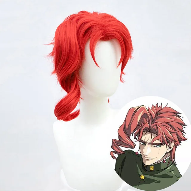 Anime Cosplay Perücke Noriaki Kakyouin – Rote Hitzebeständige Kunstfaser-Perücke Für JoJo Fans, Kostümpartys & Halloween – Verstellbar 54–62 Cm