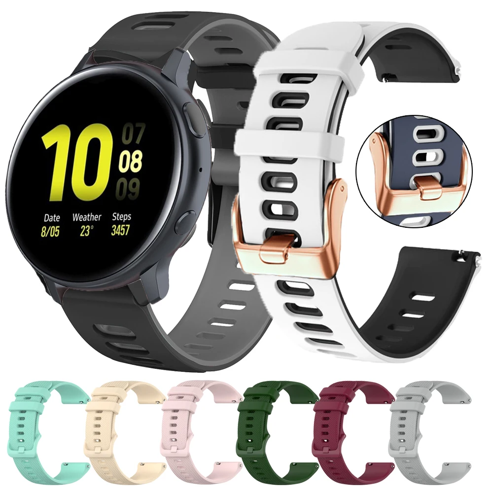 For Samsung Galaxy watch Active 2 3 4 Classic 5  6  7 40 41 42 43 44 45 46 47mm 20mm Strap Bracelet For Samsung Gear S2 Classic