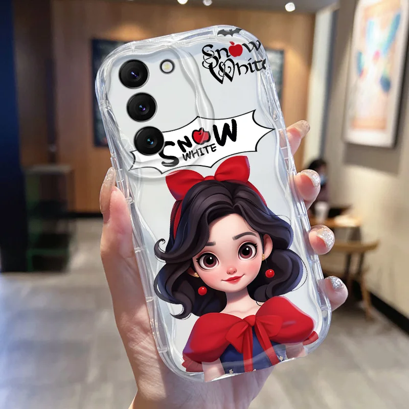 Disney Snow White Cream Phone Case For Samsung S 24 23 22 21 20 Ultra Plus FE M 54 40 22 11 10 2 S Funda Shell Soft Cover Capa