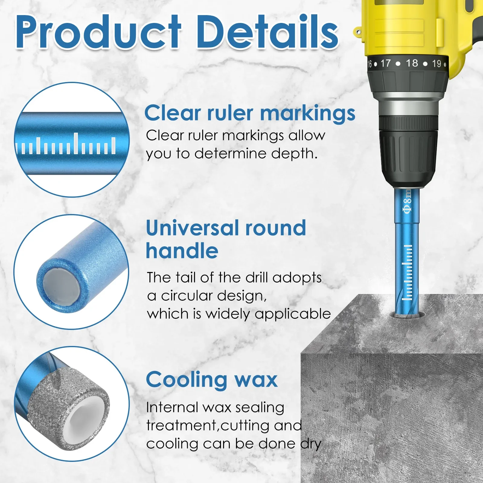 5 قطعة الماس سيراميك مثقاب الخشب السلس رقاقة التفريغ الزجاج مثقاب أداء مستقر الماس هول المنشار للسيراميك #3