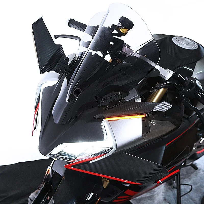 Universal Motorcycle Adjustable LED Side Wing Spoiler Fairing With Rear View Mirror For Honda CBR650R CF450SR