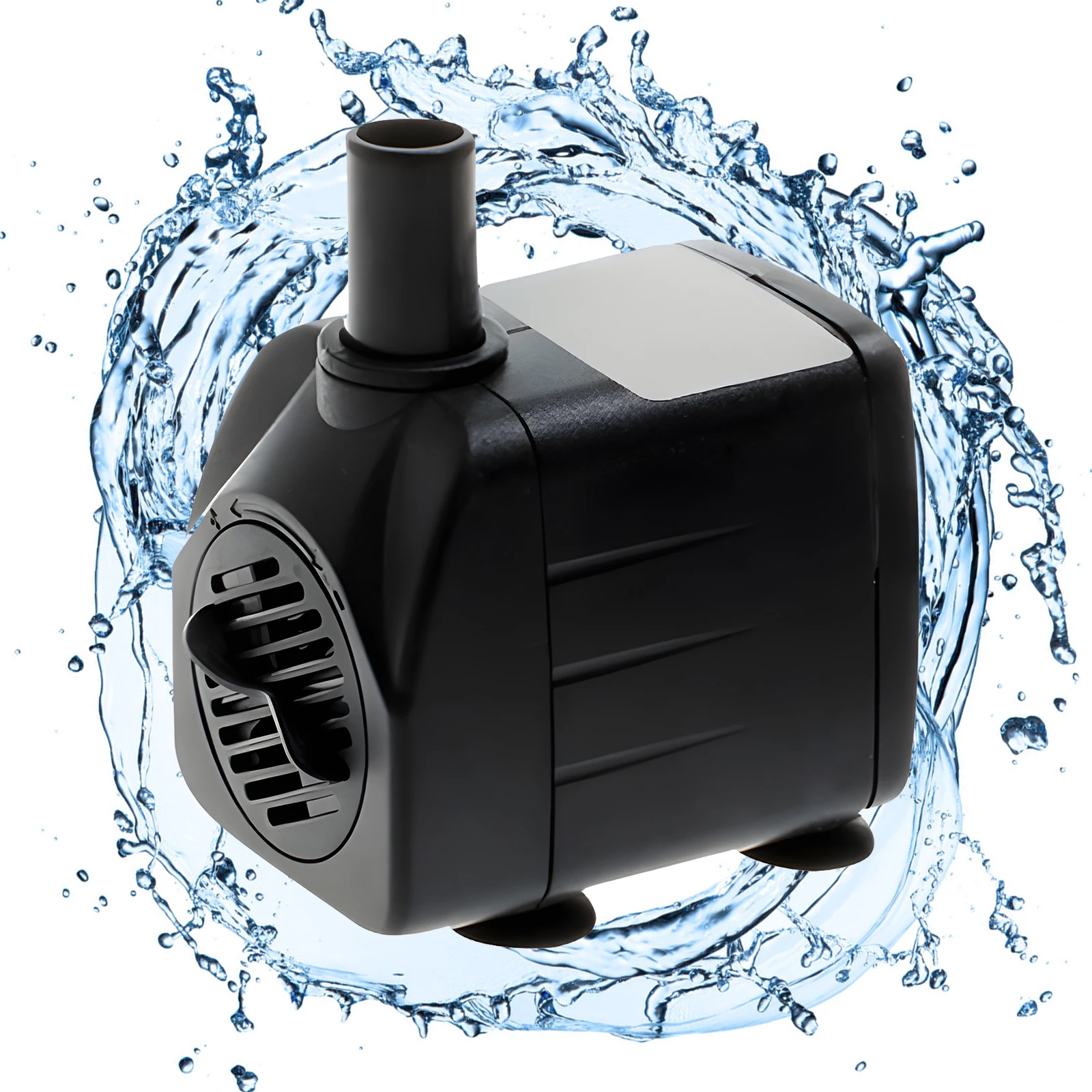 Mini Submersible Water Pump Flow Adjustable Electric Max 600L/H Flow 3.9ft Lift with 6.5ft Cable and Suction Cup Base for Tank