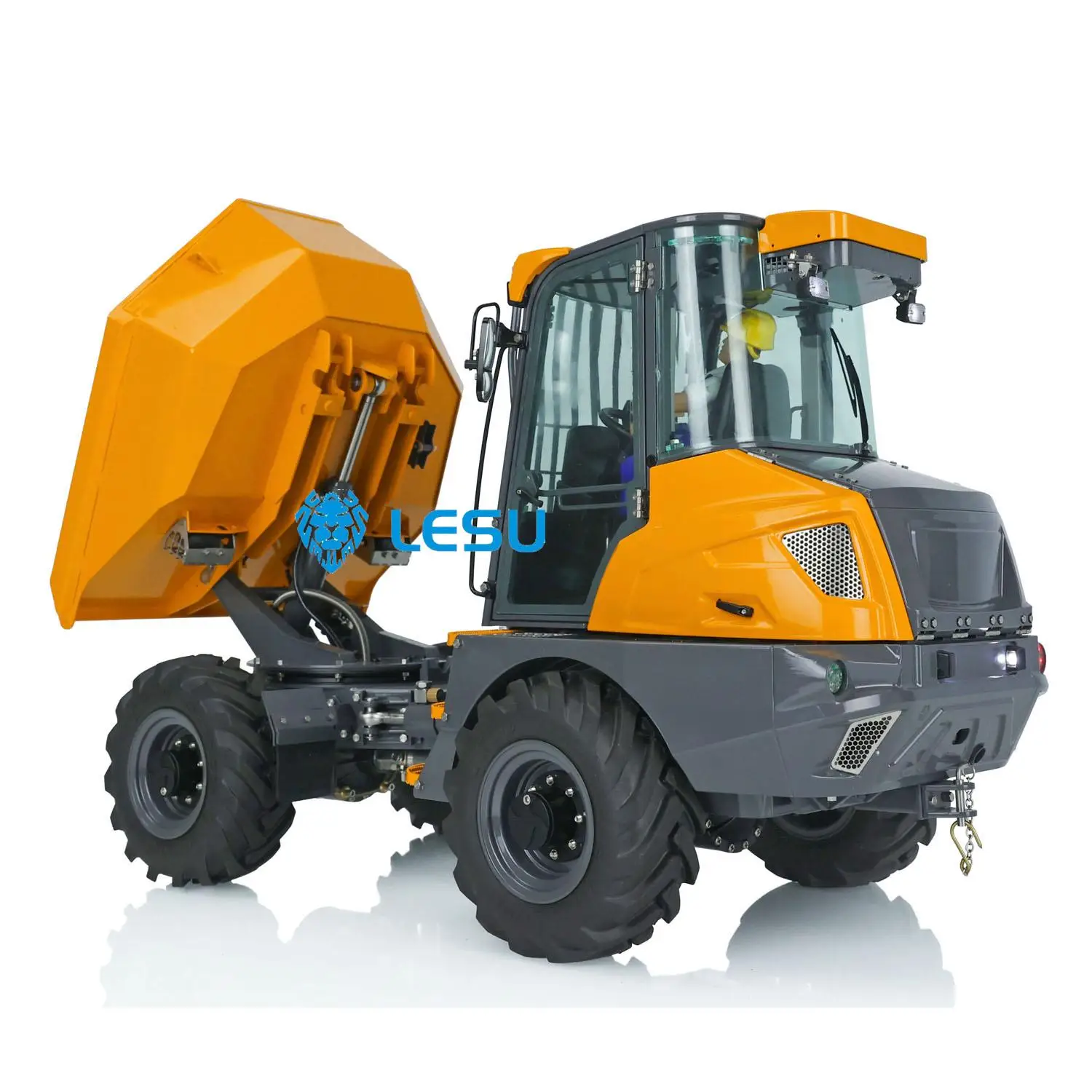 LESU 1/14 4*4 6Mdx RC Hydraulic Articulated 3 Way Dump Truck Diff Lock Axles Outdoor RC Heavy Machine Toys TH21517