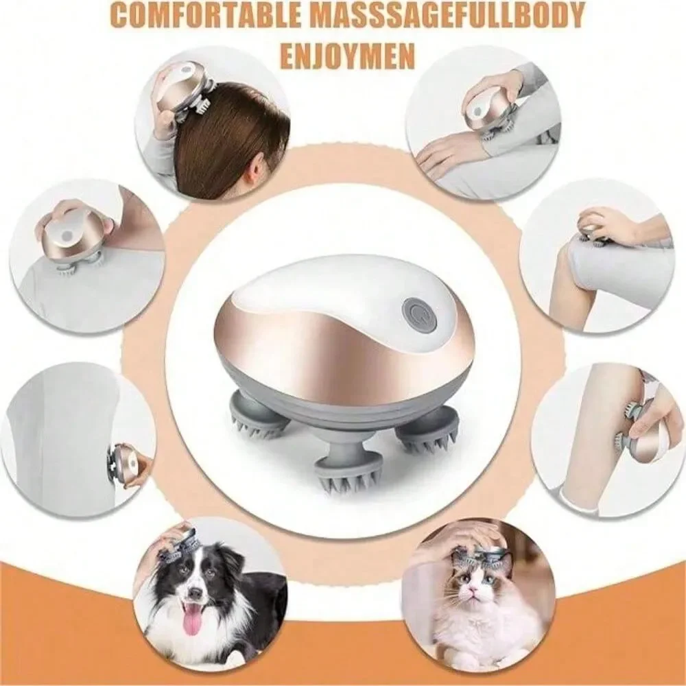 

Массажер для кожи головы 2026 Mini Octopus Claw, ручной, с зарядкой, многофункциональный, с функциями разминания и вибрации, перезаряжаемый