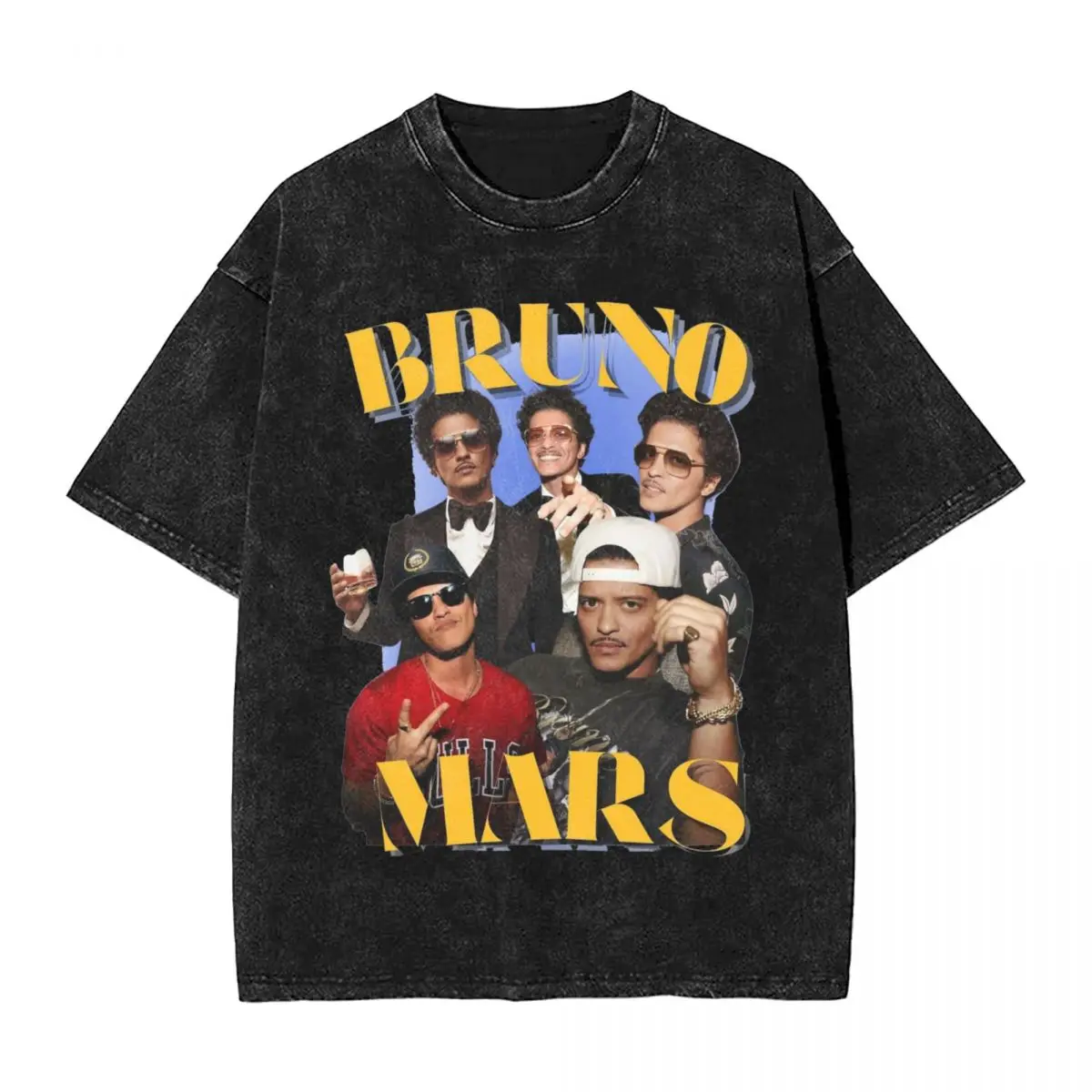 Washed T Shirt Bruno Mars Vintage Rock Pop Hip Hop Retro T-Shirts Oversize Streetwear Cotton Printed Tops Tee Shirt Men Women