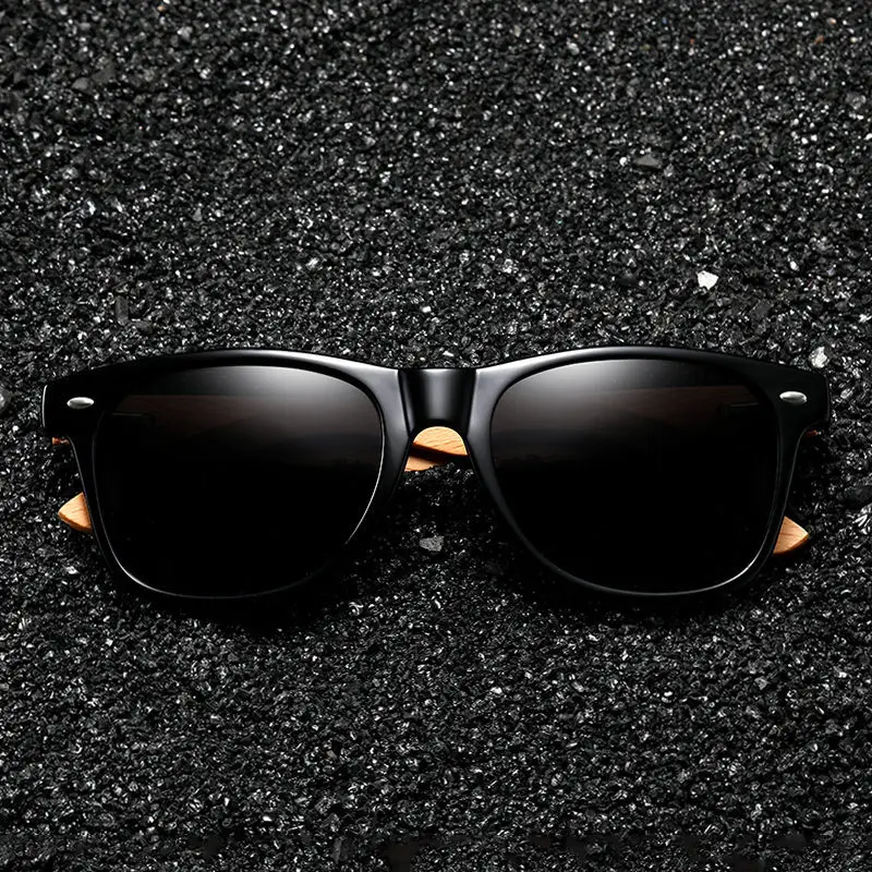 7062 Bamboo wood glasses Sand Black Frame Beech Radium Pattern Leg Retro Polarized Sunglasses