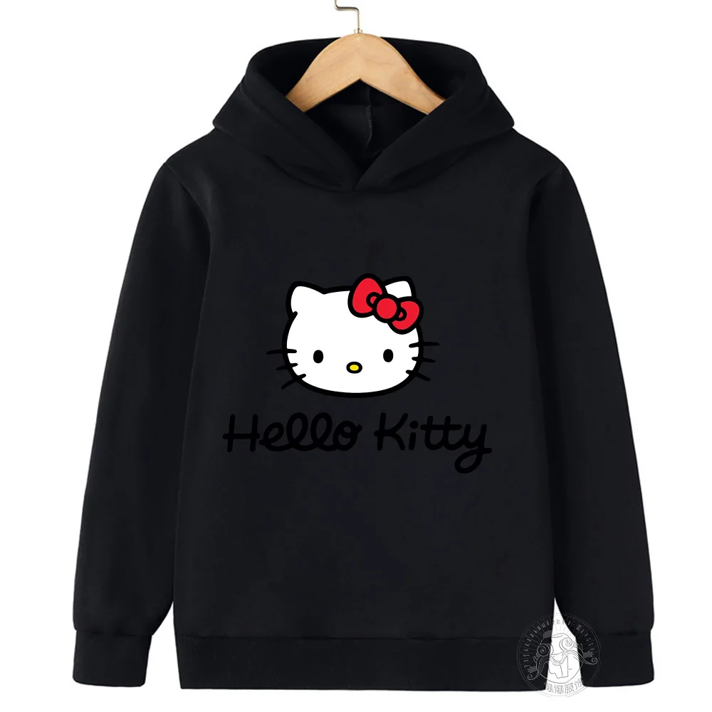 Kawaii Hello Kitty Hoodie Kids Clothes Girls Clothing Fashion Baby Boys Clothes Autumn Warm Sweatshirt Children Tops